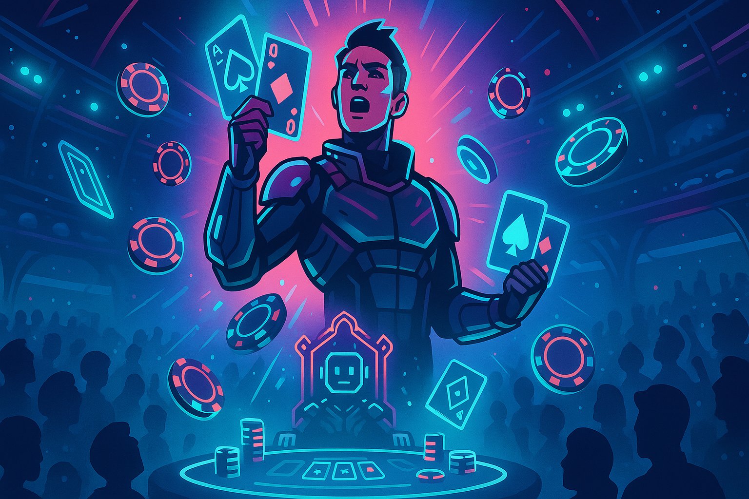 Ilustrasi piala dan kemenangan dalam platform mei4d dengan latar gemerlap